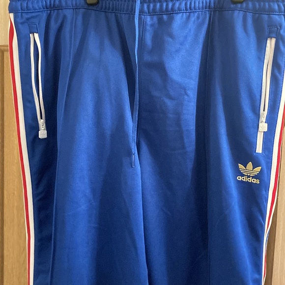 Men’s Adidas jogging pants. Royal blue. Red, white and blue stripes. - Picture 3 of 4